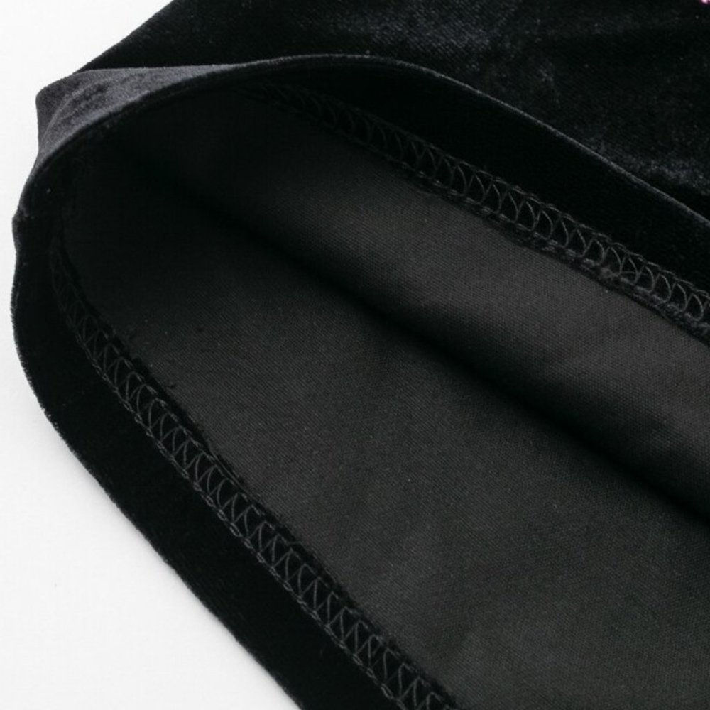 Embroidered Velvet Black Mini Skirt - Picture 7 of 8